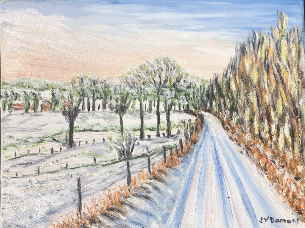 Bures-en-Bray : le chemin enneigé