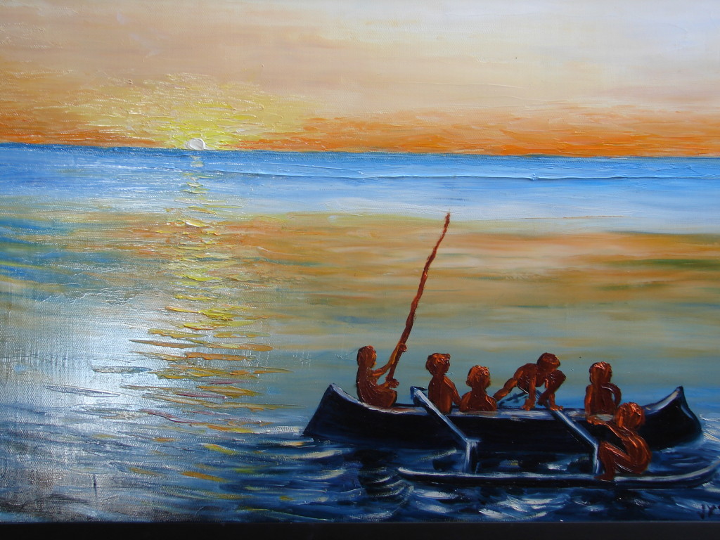 Madagascar : la pirogue des enfants au soleil couchant